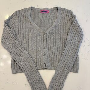 edikted Gray Cableknit Cardigan